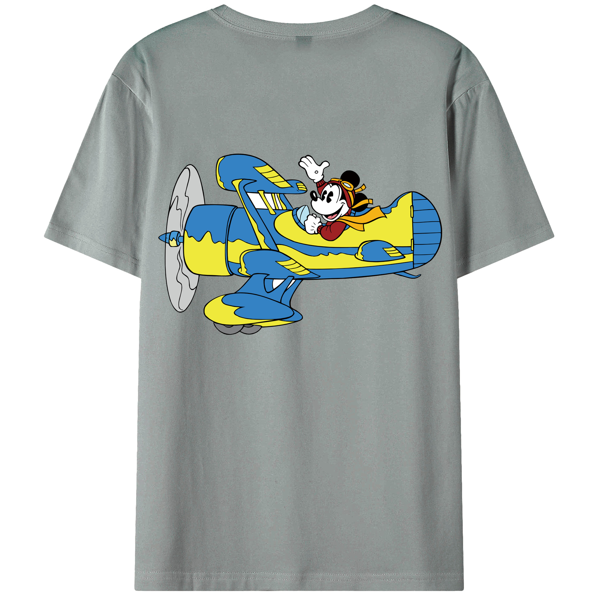 ミッキーマウス Mickey Mouse 綿100％ メンズ半袖Tシャツ（バックプリント） 通気性